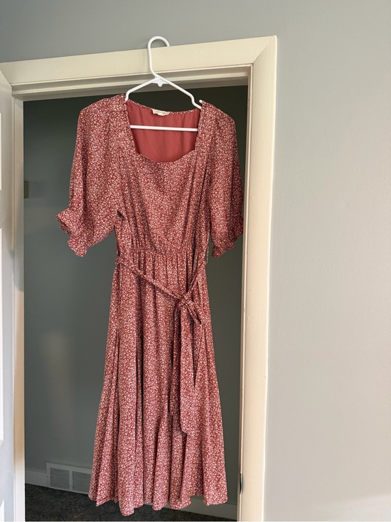 orange creek Dresses & Skirts - orange creek Rose-Mauve Floral Midi Dress with Tie Waist
